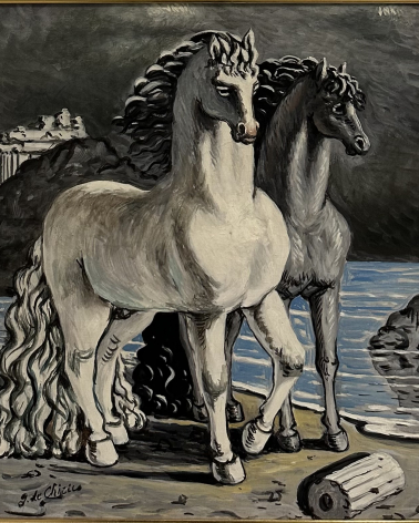 Giorgio de Chirico 1888-1978. Antique Horses, ca. 1955. Oil on canvas. Mizne-Blumental Collection. Tel Aviv Museum of art. Photo Dan Daniel