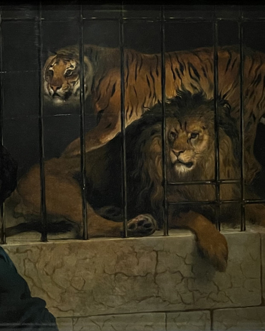 Francesco Hayez  A Lion and a Tiger in a Cage with the Self-Portrait of the Painter 1831
